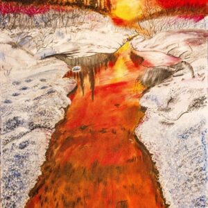 Snowy Red Sunset